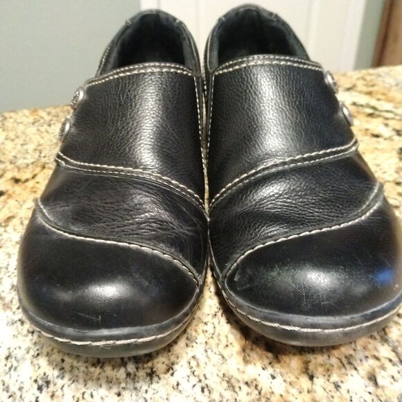Clarks Bendables Ashland Alpine 62637 Slip On Black Leather Flat Shoes Sz 9 M - Picture 10 of 13